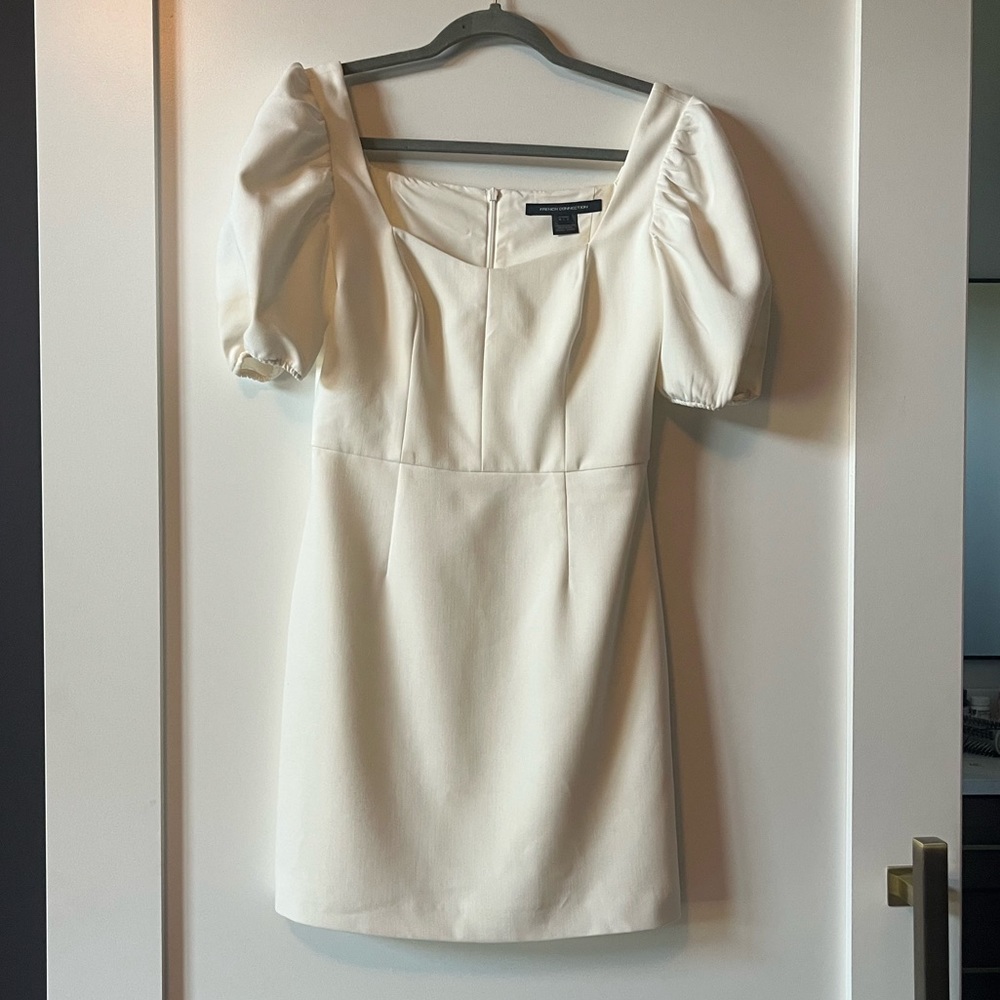 White Puff Sleeve French Connection Short Dress
